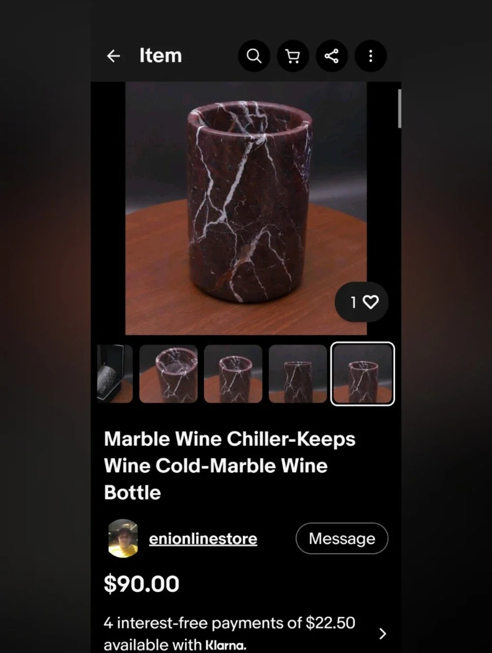 Stunning and Rare Burgundy Marble Wine Chiller Vase. $165 New